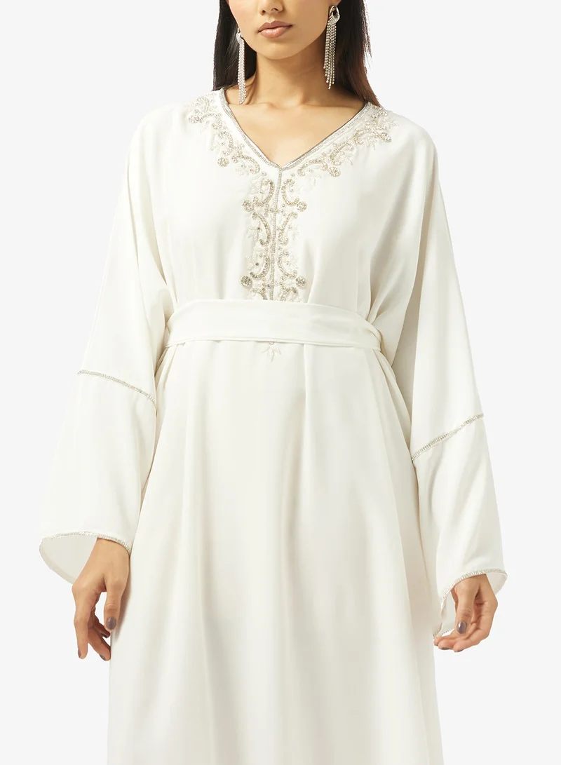 hayas closet  Embellished Belted Jalabiya for Women | Best Price UAE